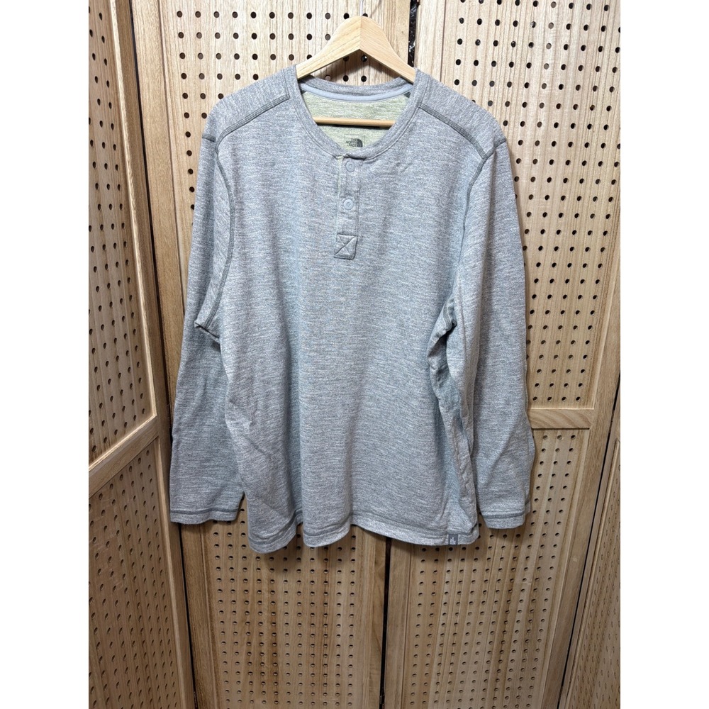 The North Face Mens Gray Heathered Long Sleeve Henley Shirt Size XXL